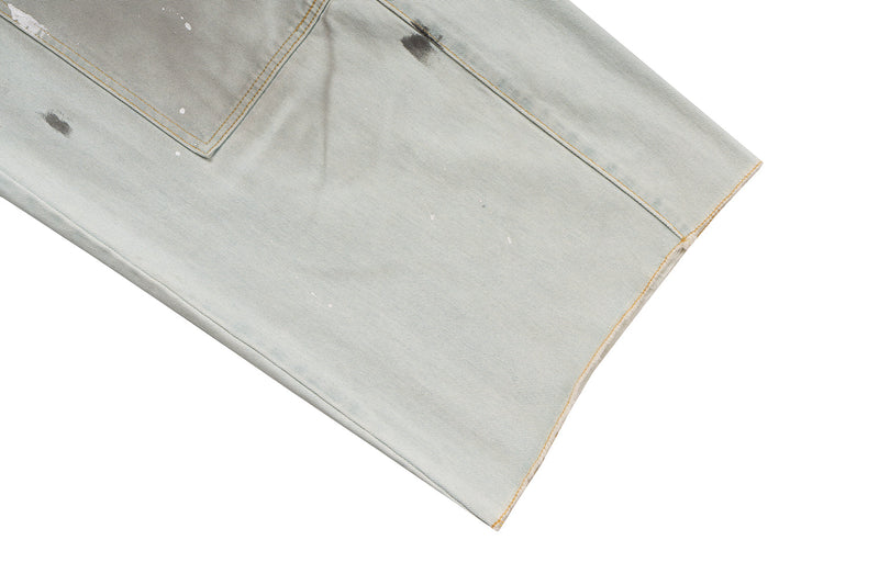 Omirad Distressed Painter-Wash Wide-Leg Jeans | 100% Cotton