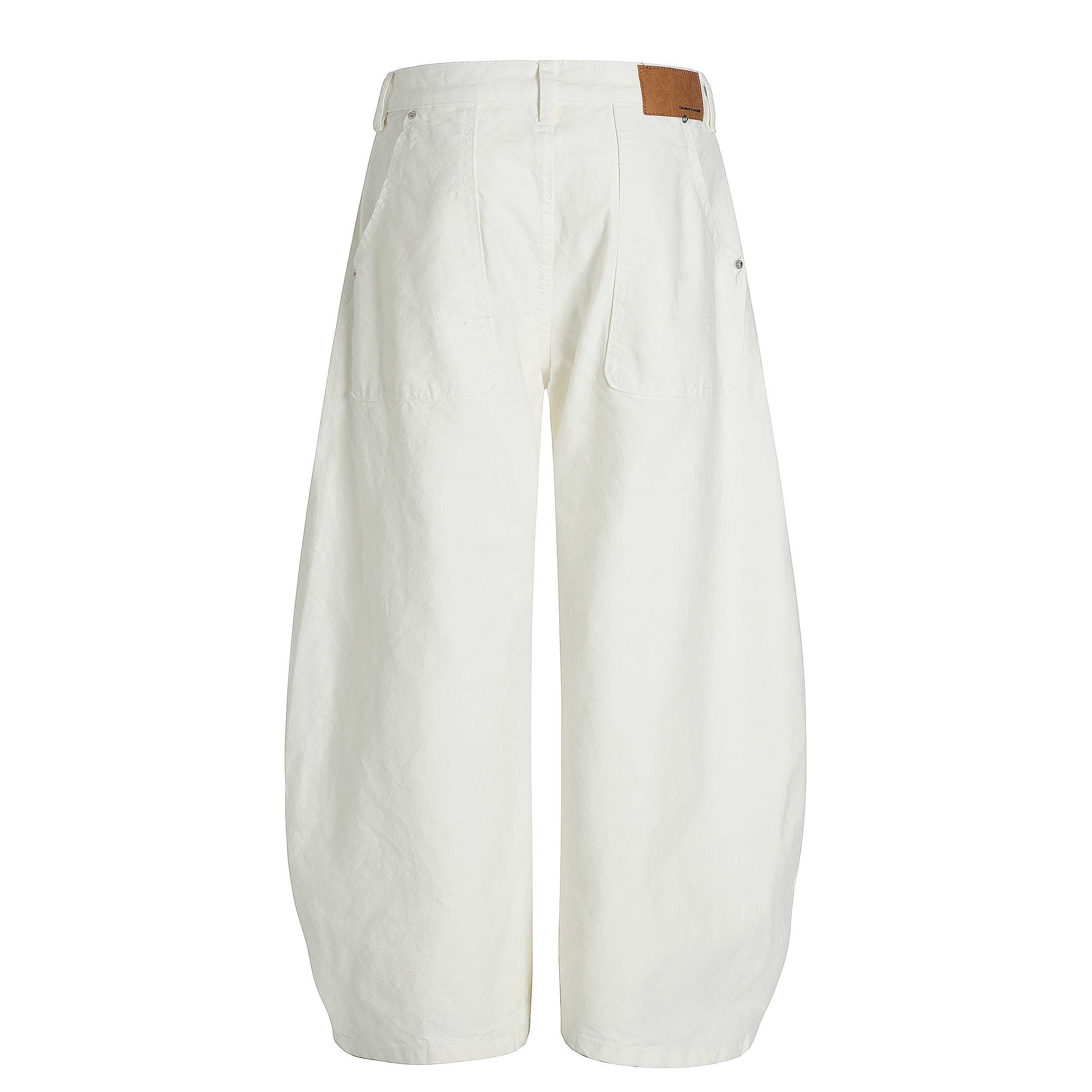 Sculpted Wide-Leg Pants | Curved Panel Cotton Trousers