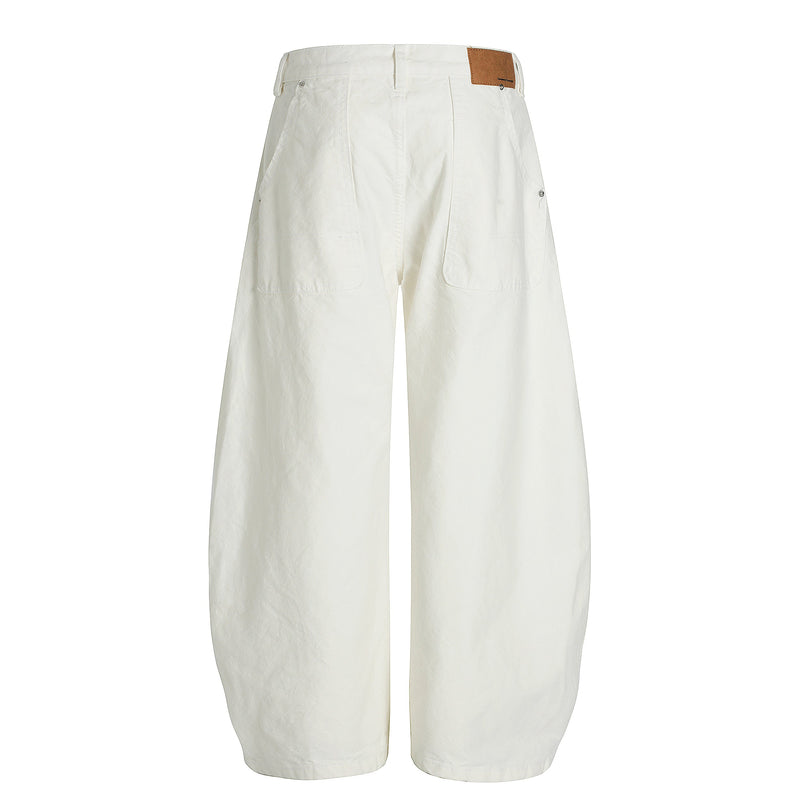 Sculpted Wide-Leg Pants | Curved Panel Cotton Trousers