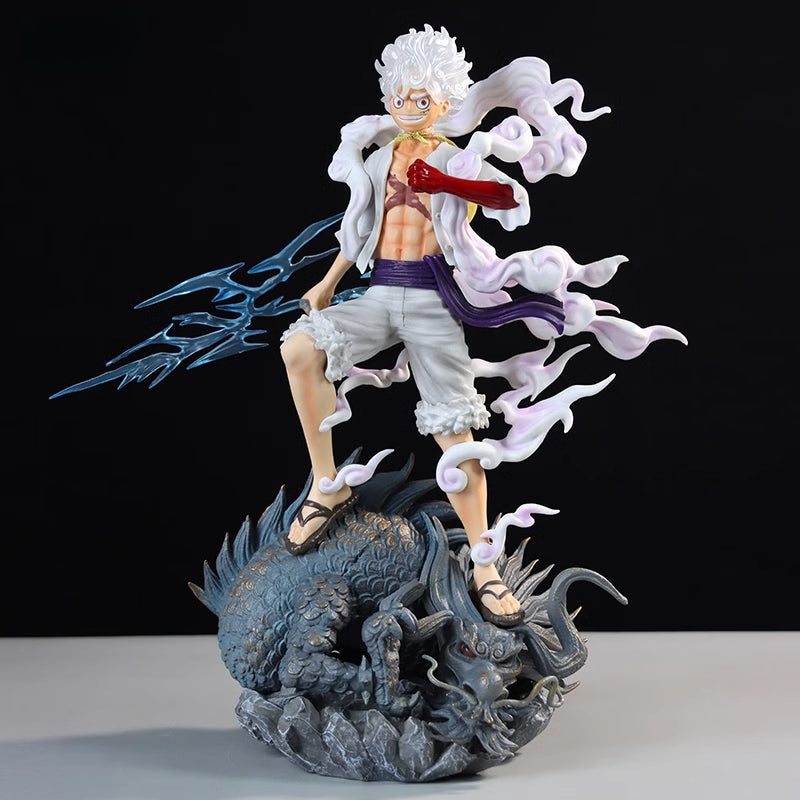 Luffy Gear 5 Action Figurine – 34cm with Lightning Effects and Dragon Base, Limited Edition – One Piece Collectible