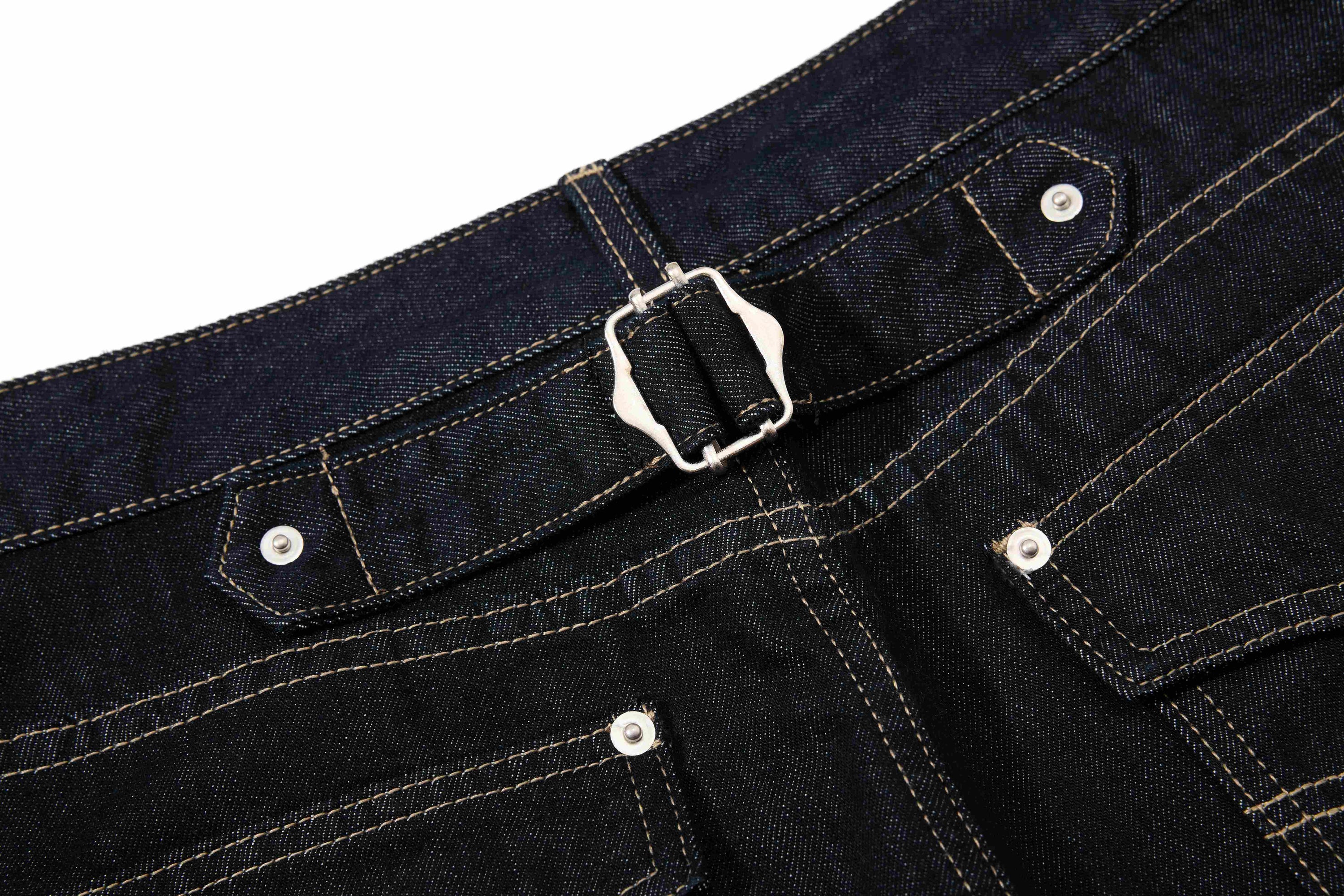 Omirad Buckle Detail Wide-Leg Dark Wash Denim Pants