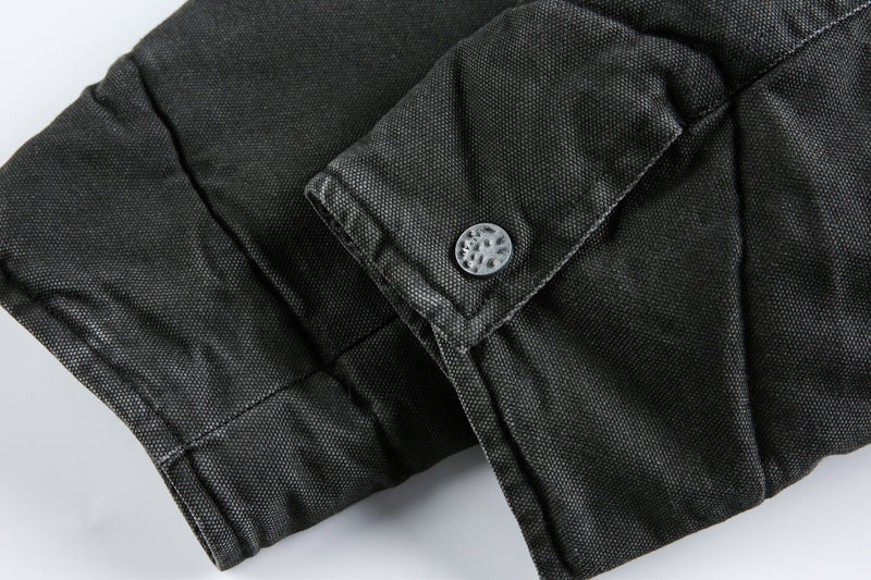Metal Clasp Utility Jacket | Military-Inspired Cotton Jacket