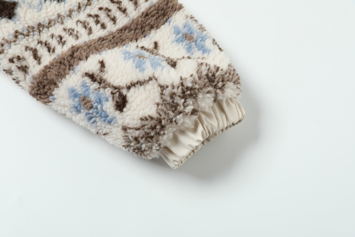 Nordic Fair Isle Faux Fur Hood Fleece Jacket | SEAKOFF