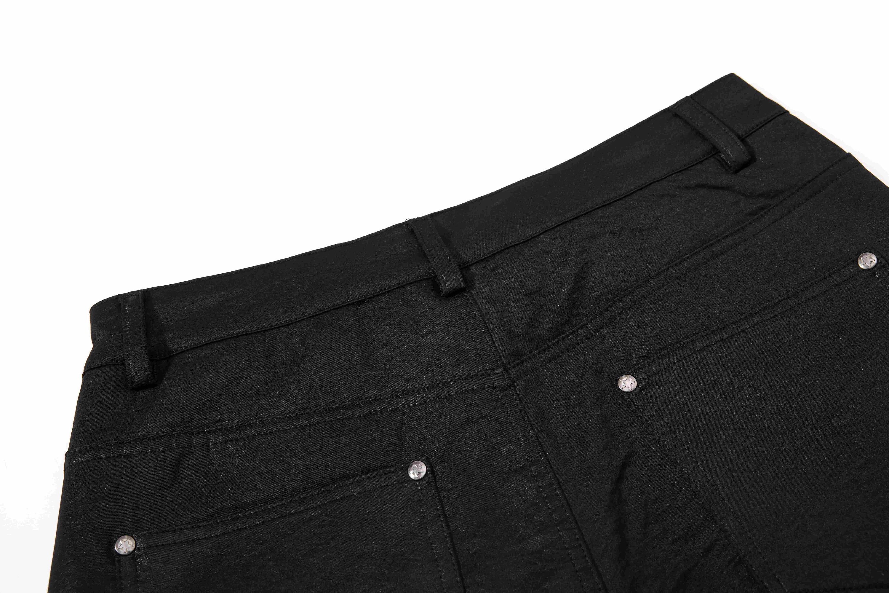 Gothic Wide-Leg Pants | Button Detail & Graphic Print