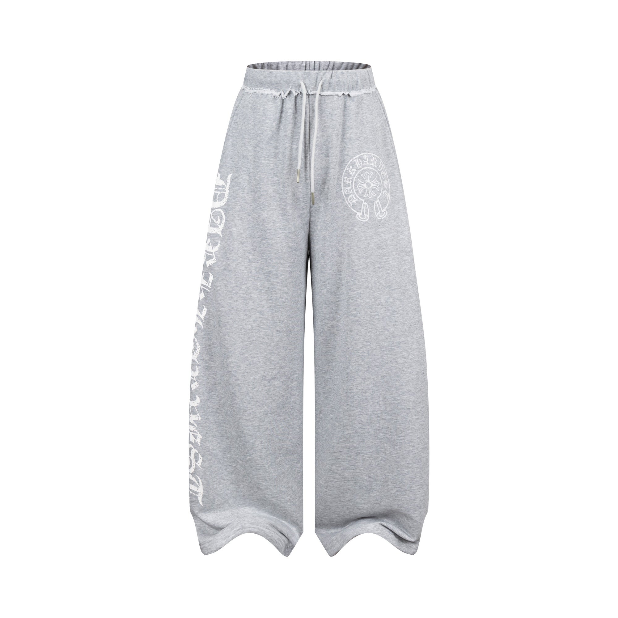 Gothic Wide-Leg Wave-Hem Sweatpants | Bold Streetwear