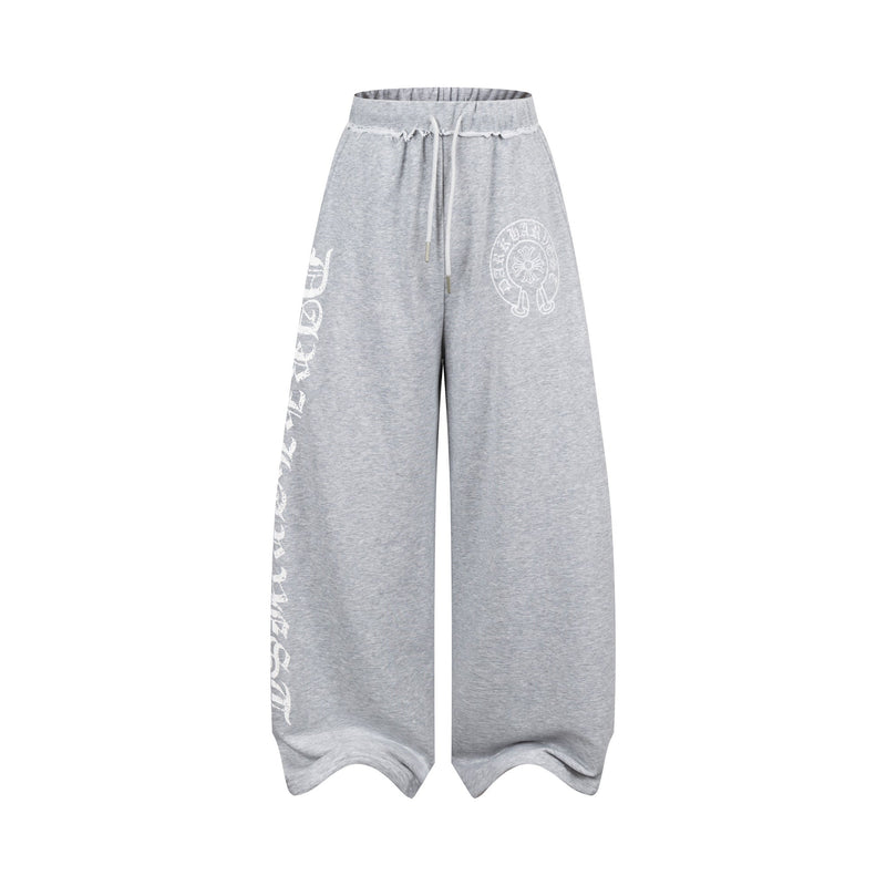 Gothic Wide-Leg Wave-Hem Sweatpants | Bold Streetwear