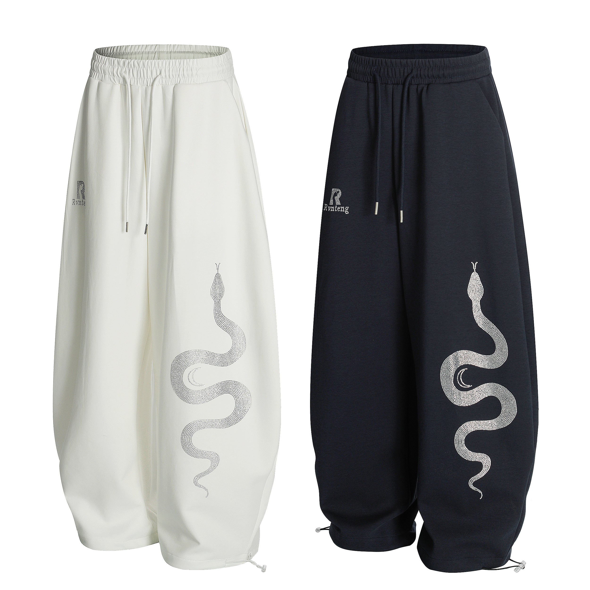 Serpent Rhinestone Graphic Sweatpants | Wide-Leg Streetwear