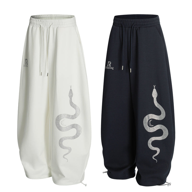 Serpent Rhinestone Graphic Sweatpants | Wide-Leg Streetwear