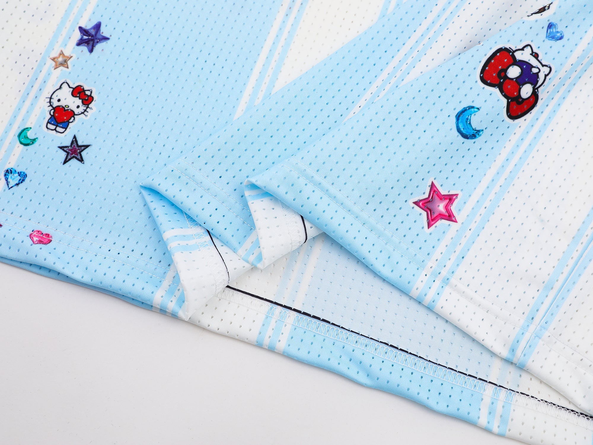 Hello Kitty Varsity Mesh Jersey | Striped Athletic Street Top