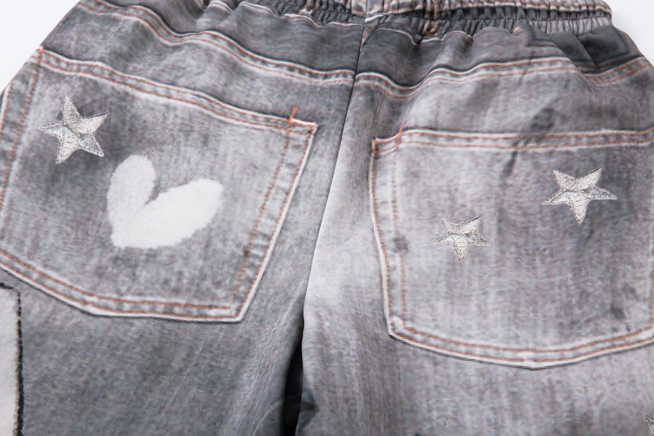 Cat Print Barrel Leg Jeans | Washed Grey Street Art Denim