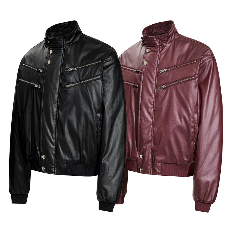 Omirad Dual-Zip PU Bomber Jacket | Moto Street Style