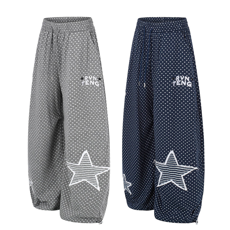 Polka Dot Star Print Wide-Leg Sweatpants | Y2K Streetwear