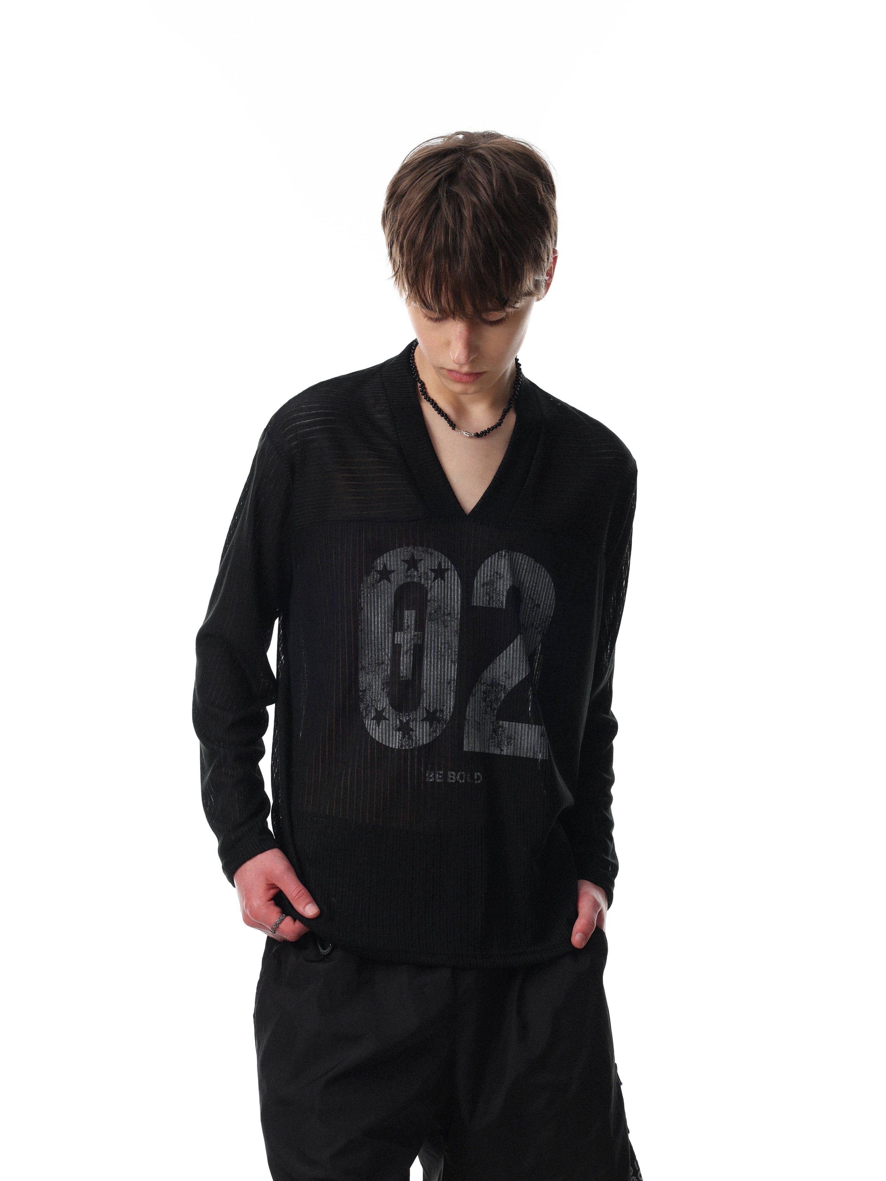 Omirad 02 Varsity V-Neck Long Sleeve Tee | Streetwear