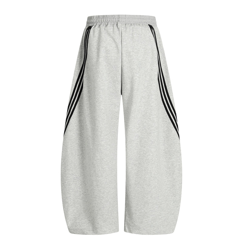 Curved Stripe Wide-Leg Sweatpants | Streetwear Track Pants
