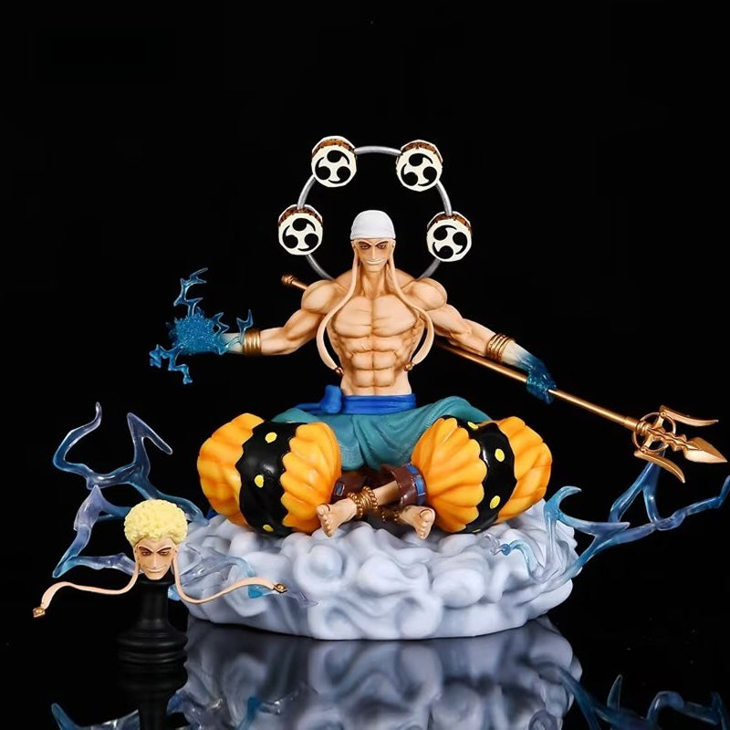 Enel Action Figurine – 25cm with Cloud Base, Staff, and Interchangeable Head, Limited Edition – One Piece Collectible