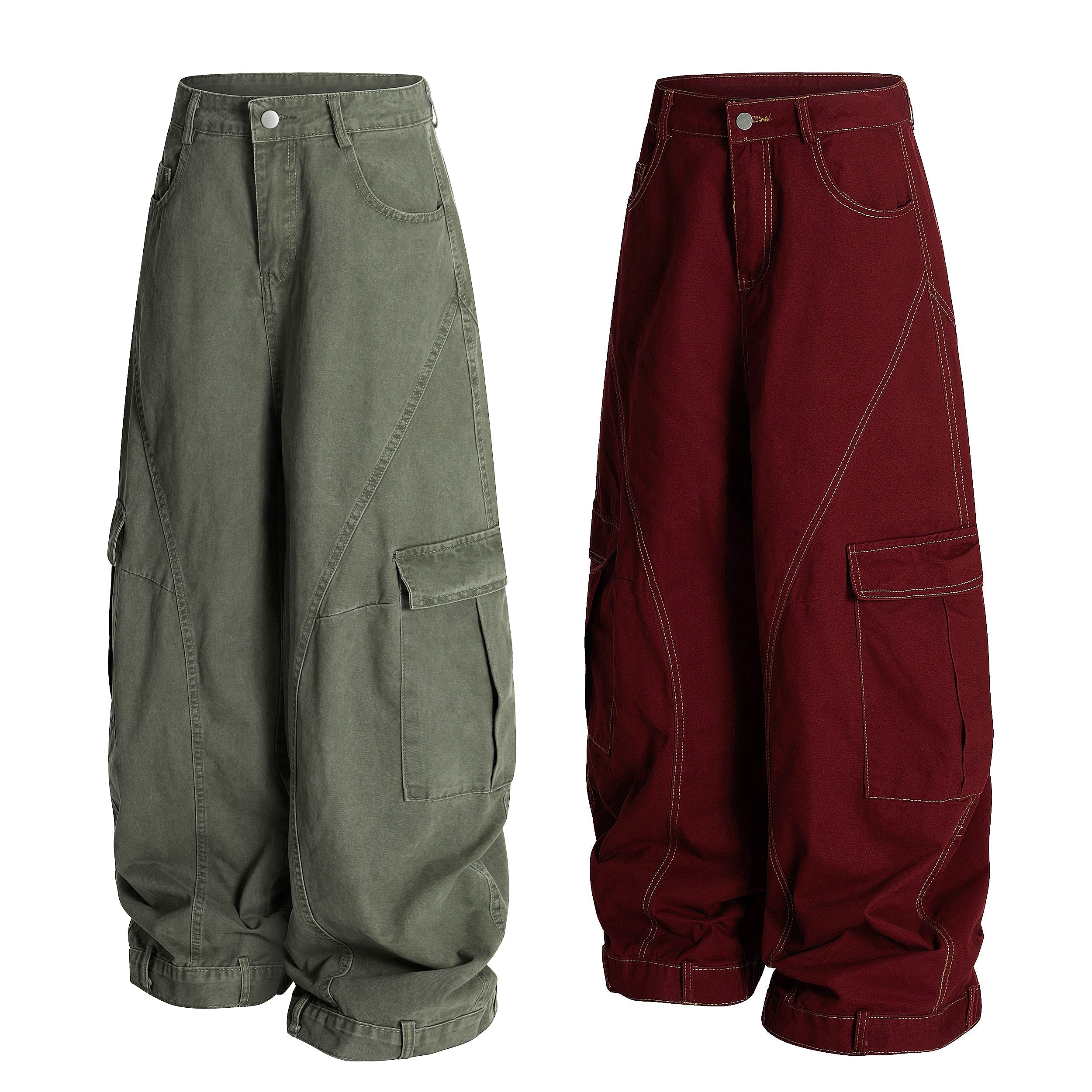 Omirad Heavy-Wash Wide-Leg Cargo Pants | Oversized Streetwear