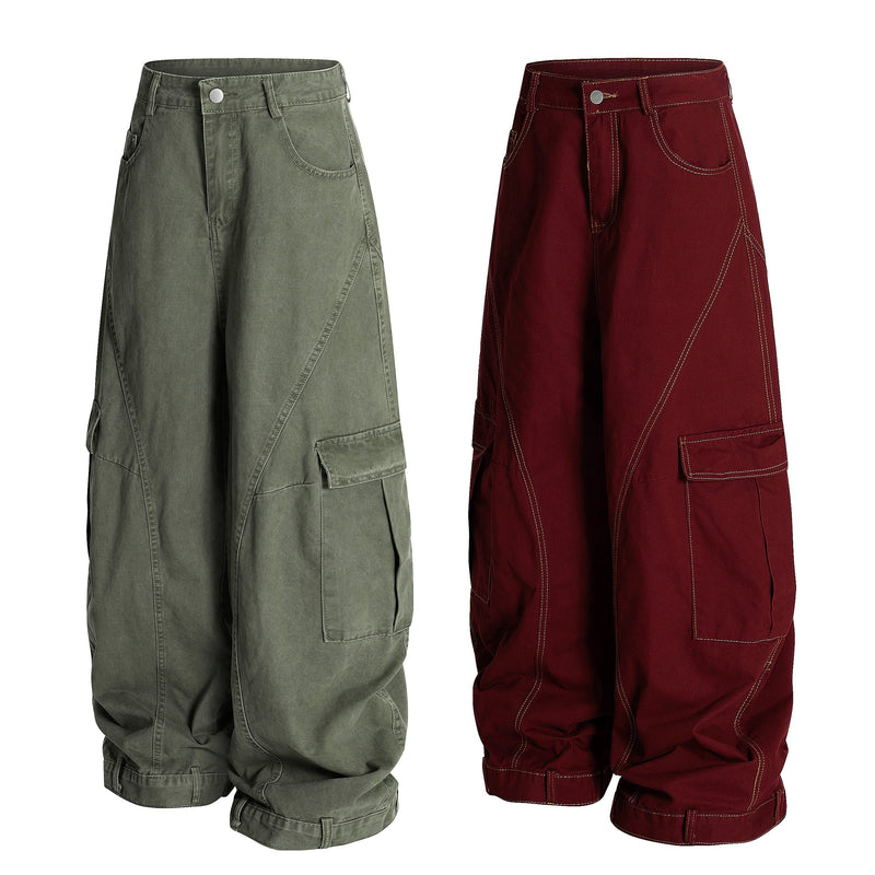 Omirad Heavy-Wash Wide-Leg Cargo Pants | Oversized Streetwear