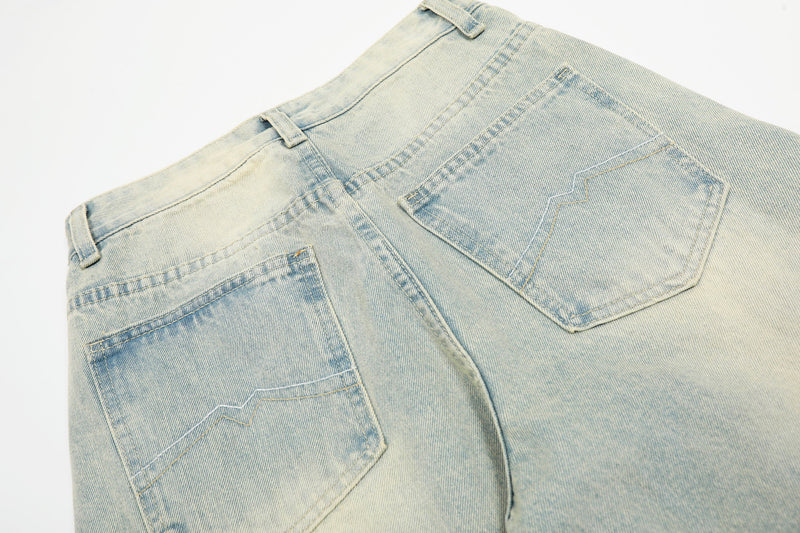 Omirad Creased-Wash Balloon Jeans | Wide Leg Denim