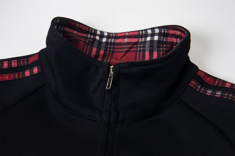 Omirad Plaid-Trim Track Jacket with Embroidered Logo & Pins
