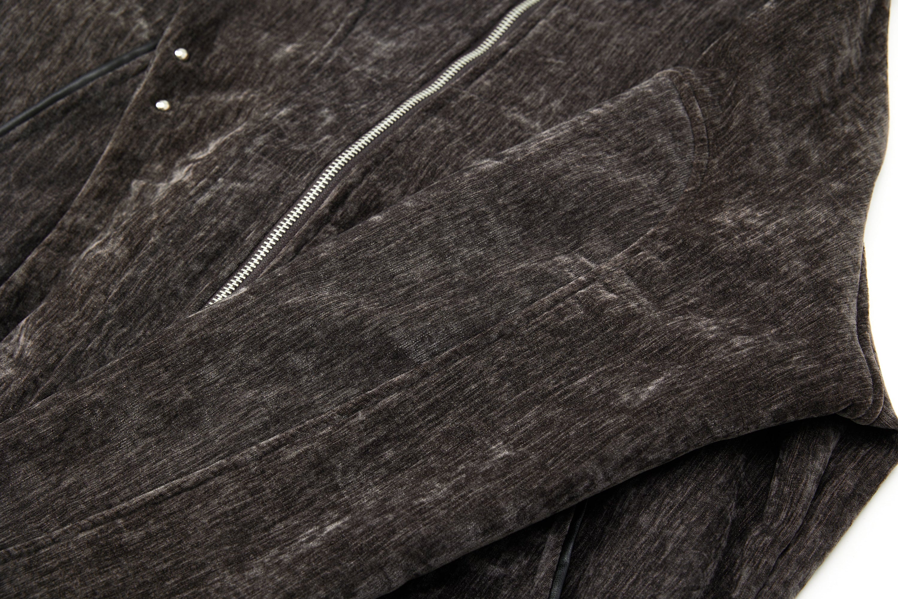 Omirad Chenille Bomber Jacket with Faux-Leather Collar