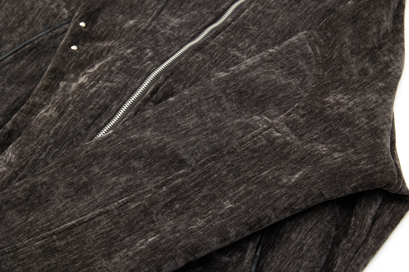 Omirad Chenille Bomber Jacket with Faux-Leather Collar