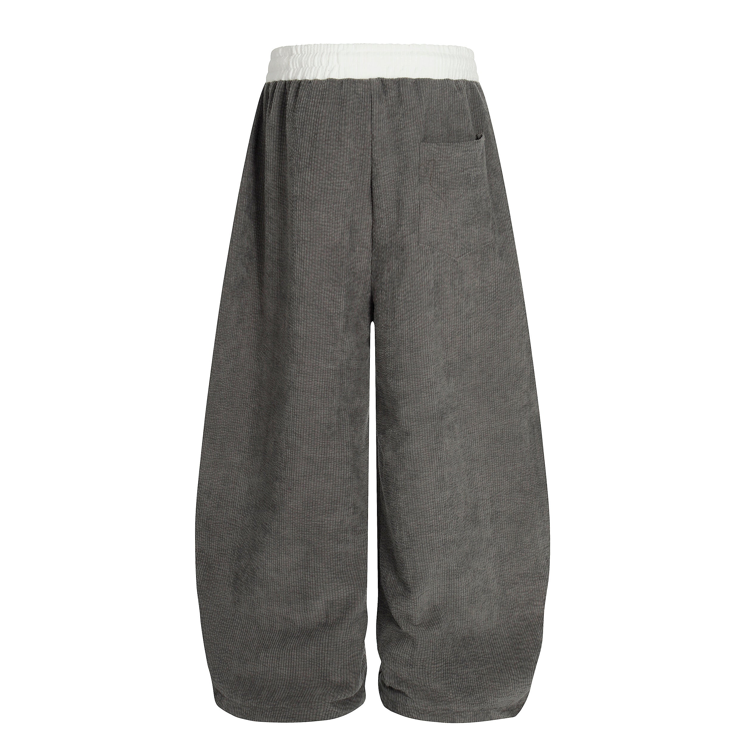 Corduroy Paw Embroidered Barrel-Leg Pants | Streetwear