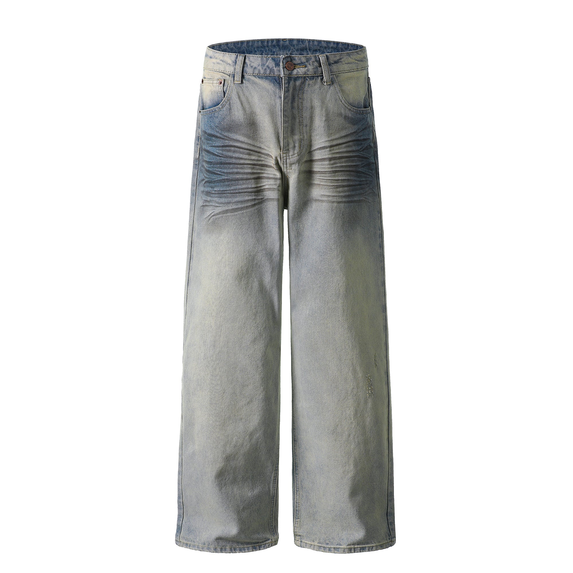 Omirad Light Fade Whisker Wide-Leg Denim Pants
