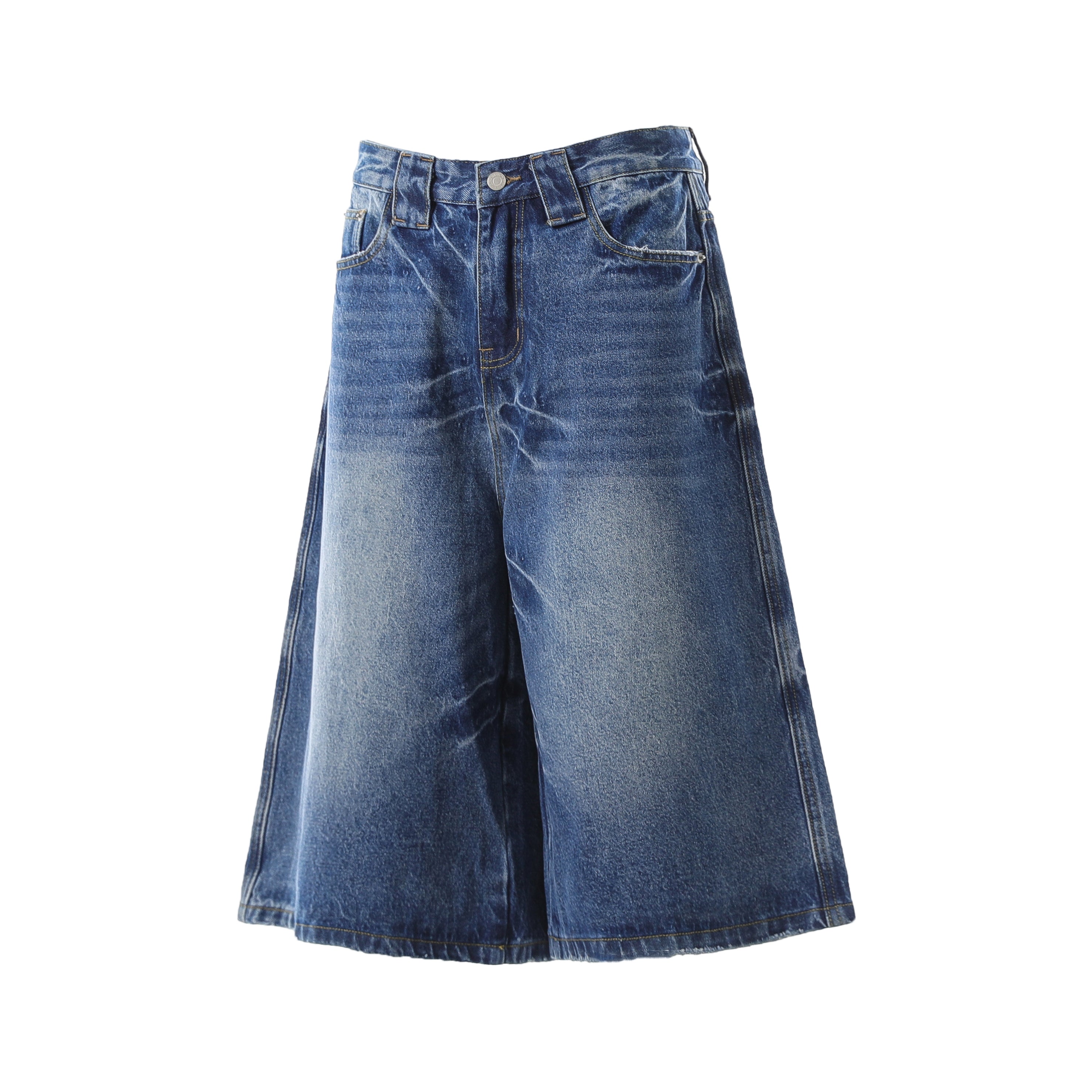 Omirad Vintage Wash Wide-Leg Denim Shorts | A-Line Cut