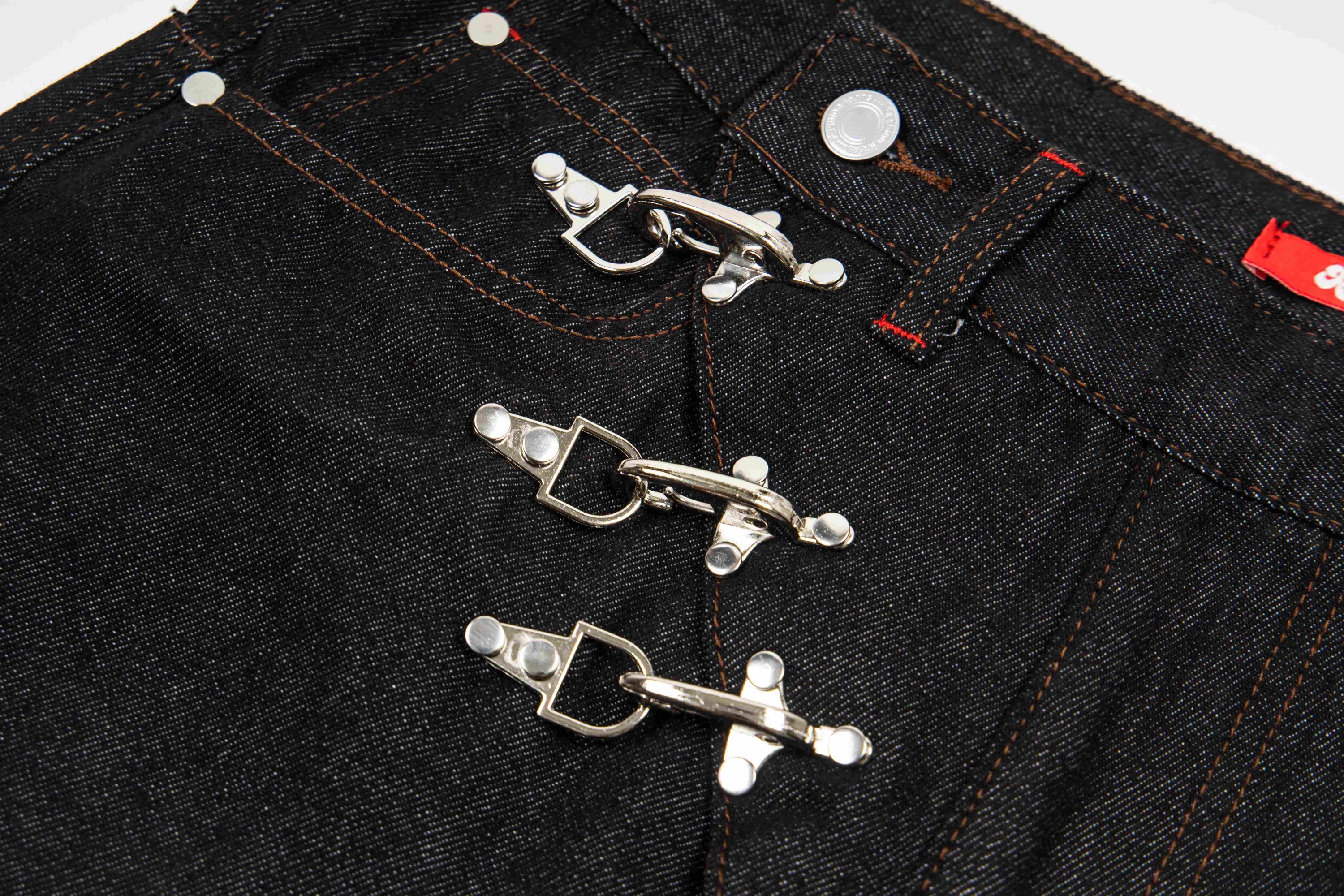 Omirad Hook Closure Wide-Leg Denim Pants | Dark Wash