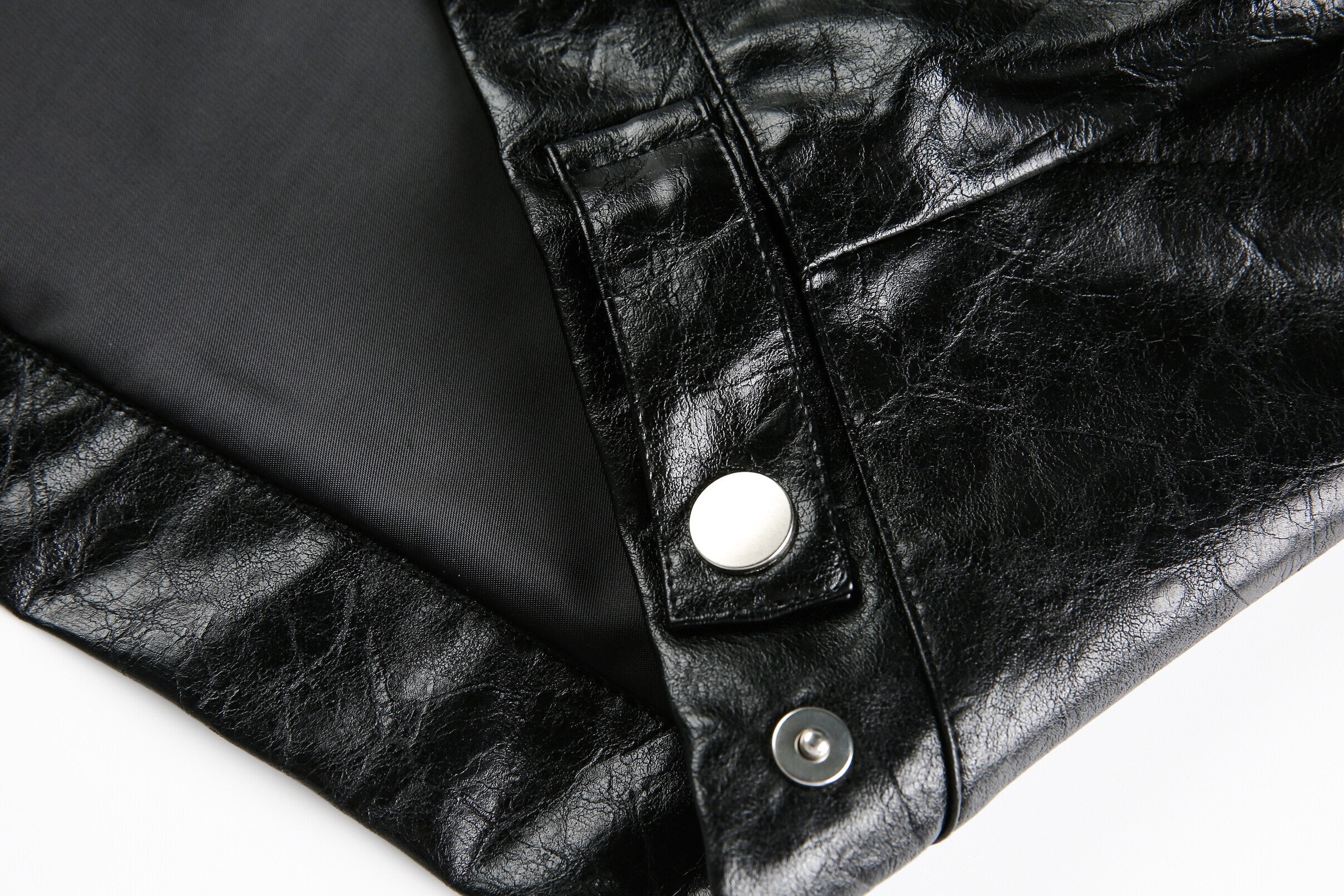 Omirad PU Leather Graphic Jacket | Black Crinkle Streetwear