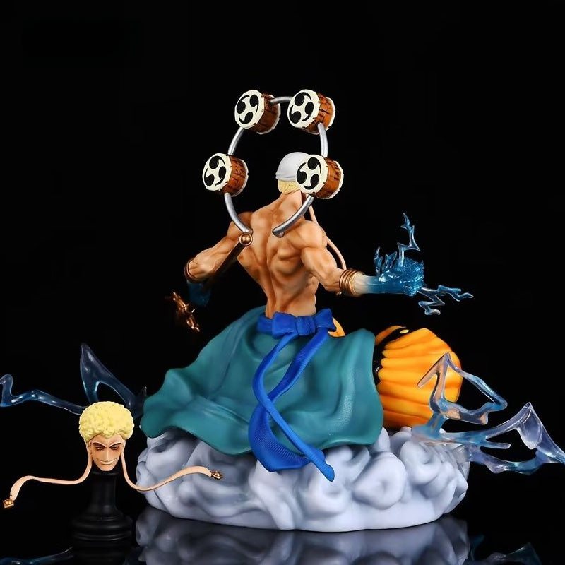 Enel Action Figurine – 25cm with Cloud Base, Staff, and Interchangeable Head, Limited Edition – One Piece Collectible