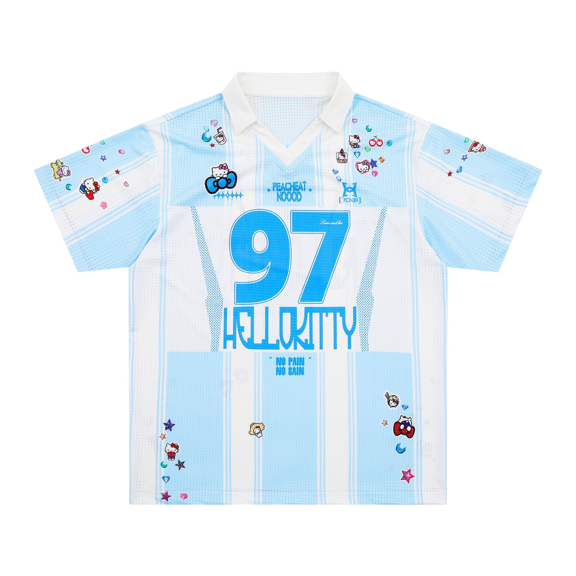 Hello Kitty Varsity Mesh Jersey | Striped Athletic Street Top