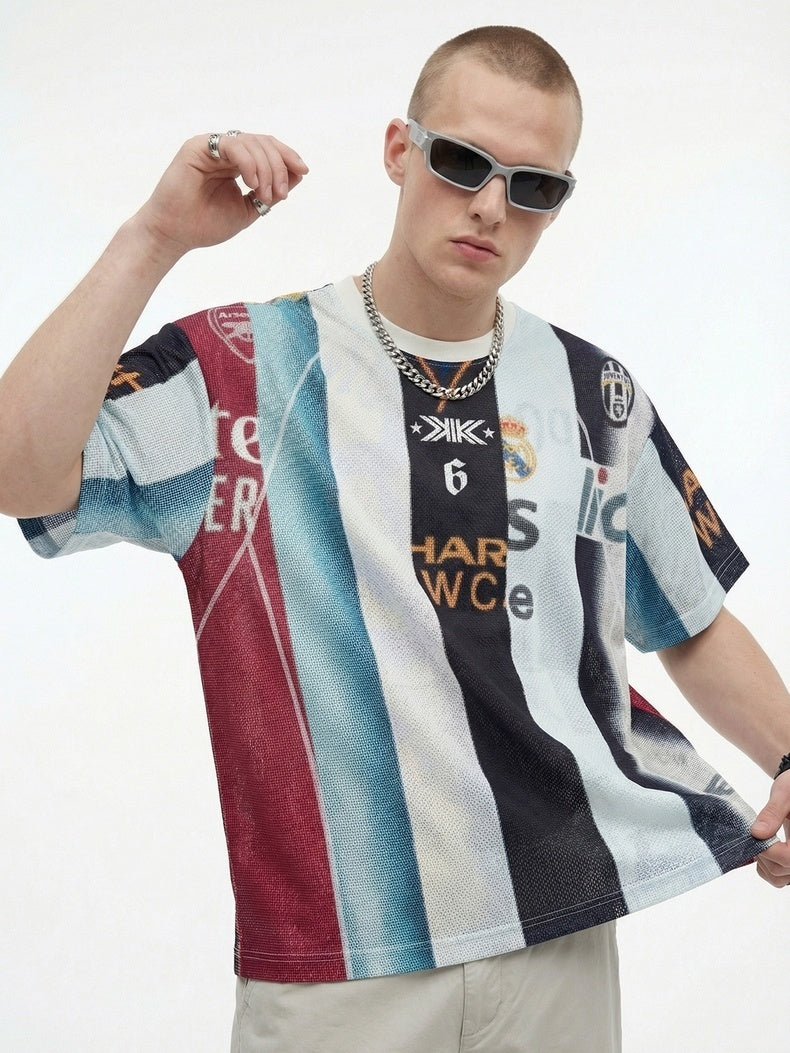 Omirad Vintage Football Patchwork Mesh Jersey | Streetwear