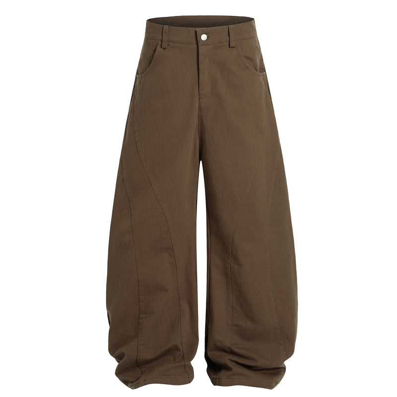 Omirad Curve-Stitch Wide-Leg Canvas Pants | 100% Cotton