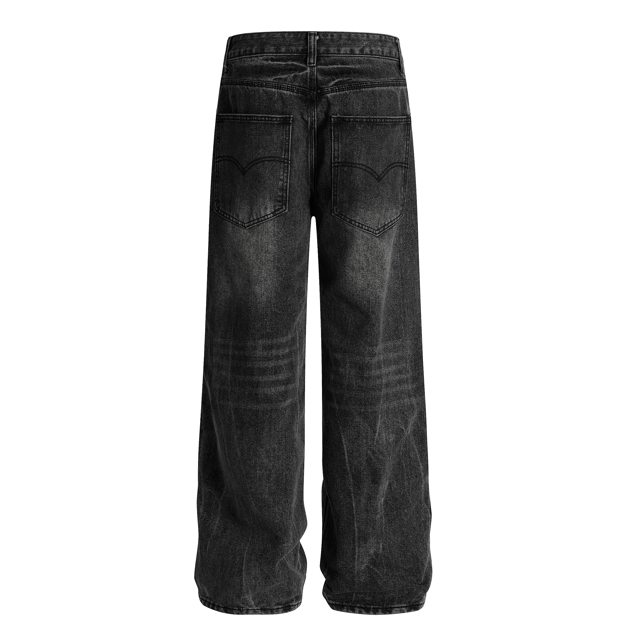 Omirad Vintage Wash Wide-Leg Jeans | Distressed Streetwear Denim
