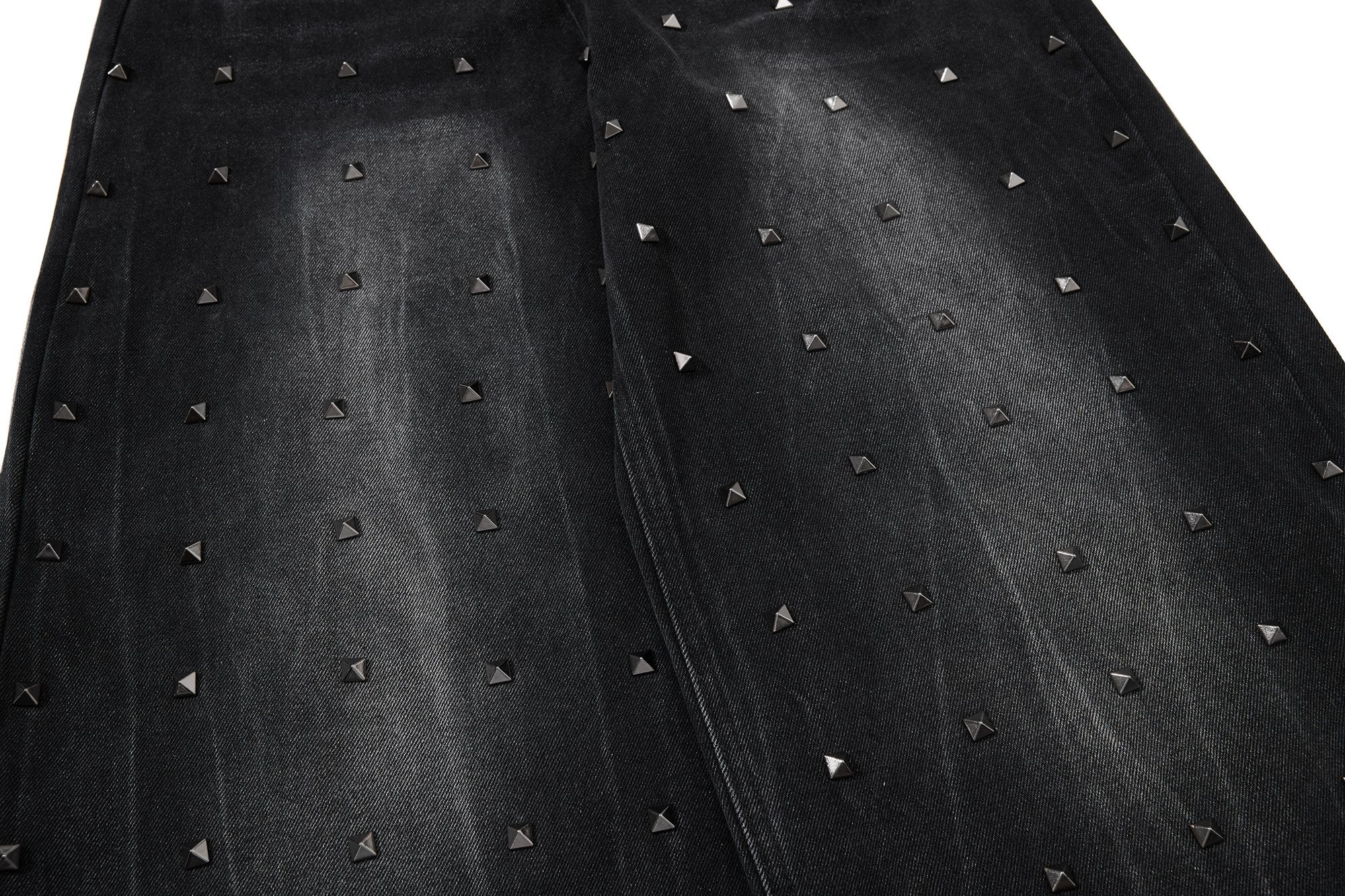 Studded Wide-Leg Denim Jeans | Vintage Black Streetwear