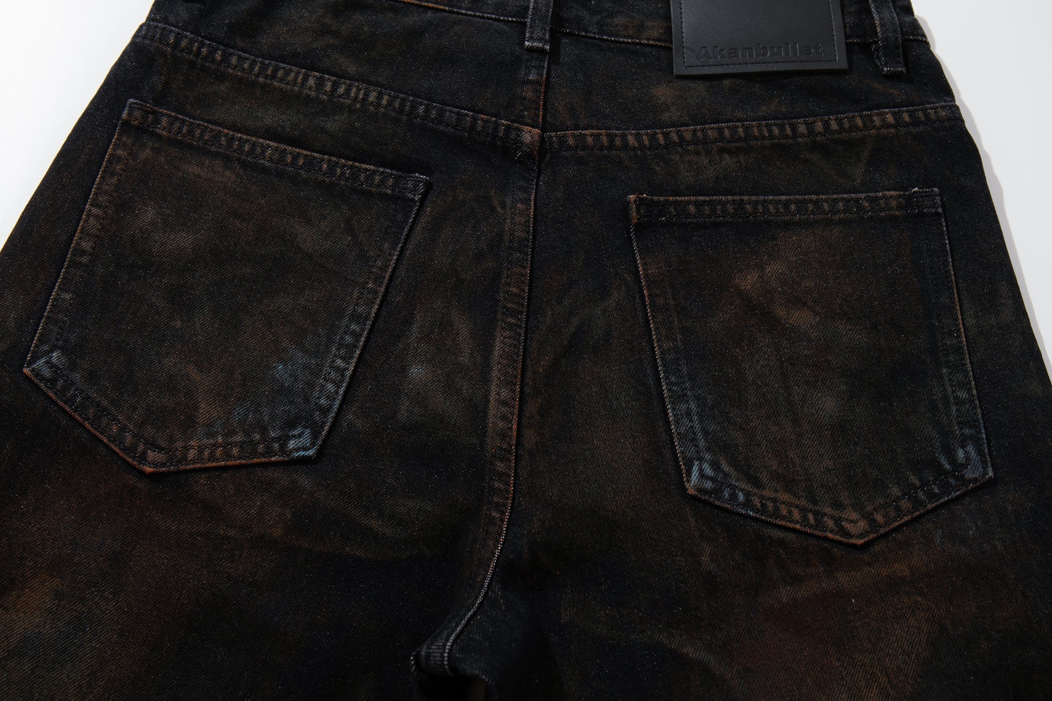 Hand-Painted Washed Wide-Leg Jeans | Dark Grunge Denim