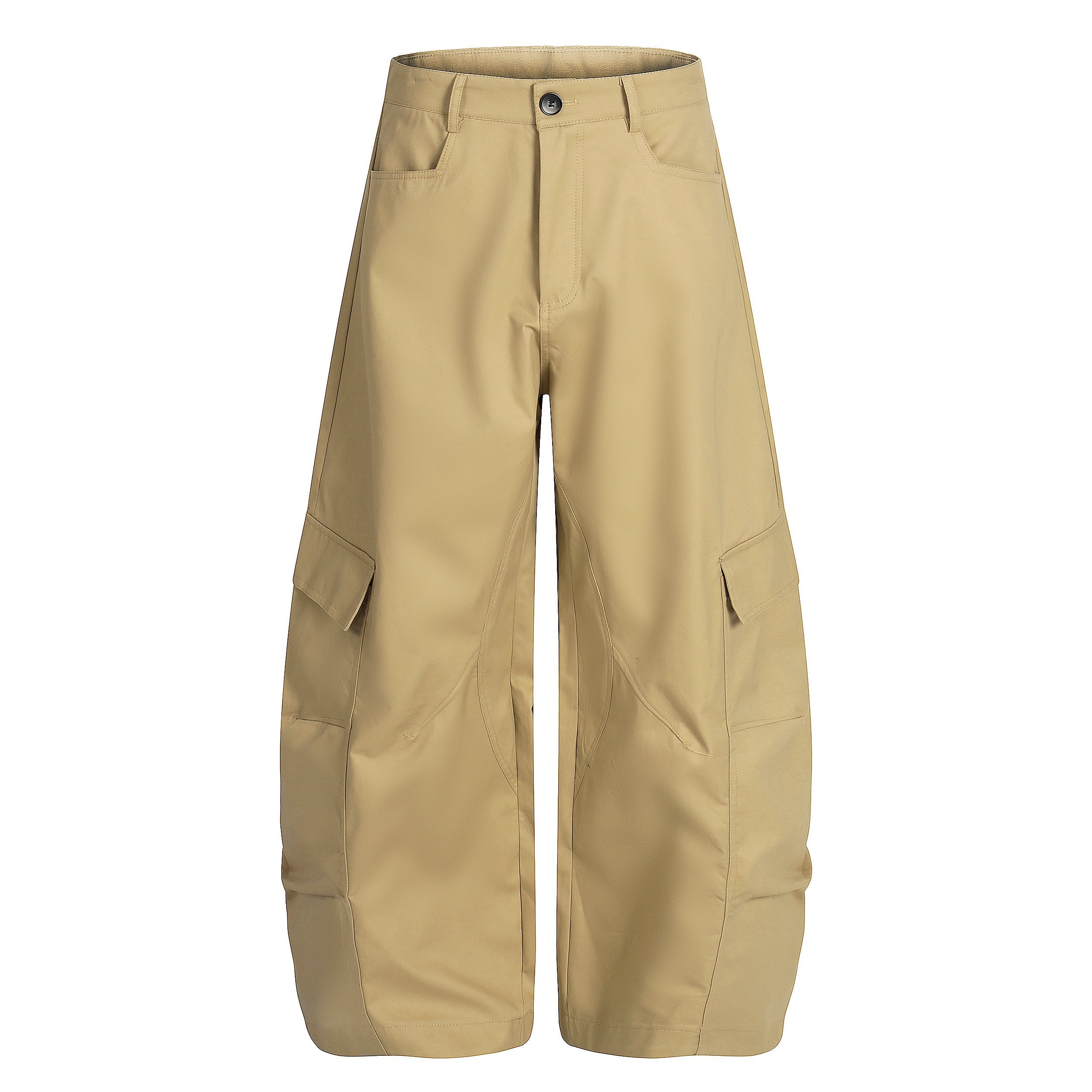 Omirad Curved Seam Cargo Pants – Khaki Wide Leg