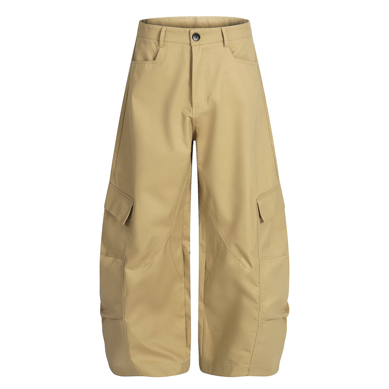 Omirad Curved Seam Cargo Pants – Khaki Wide Leg