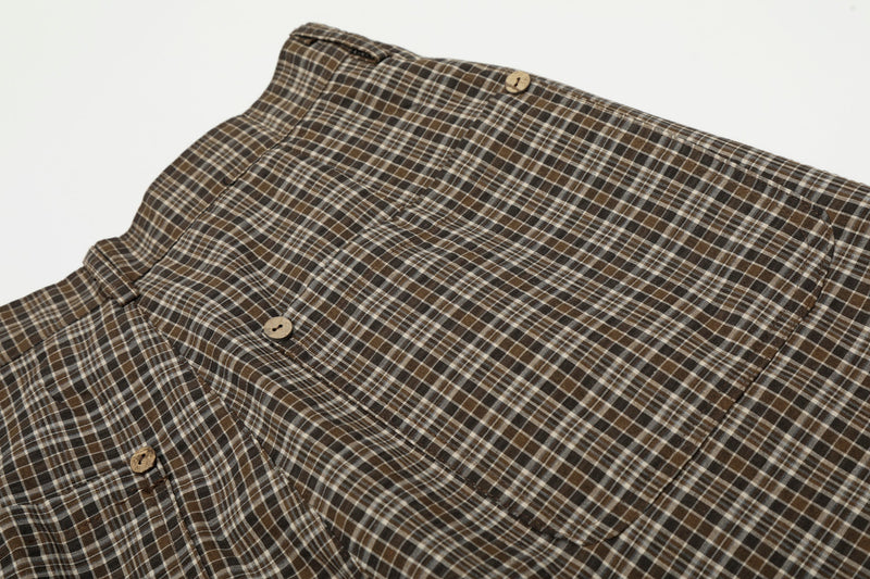 Omirad Vintage Plaid Wide-Leg Pants | 100% Cotton Trousers