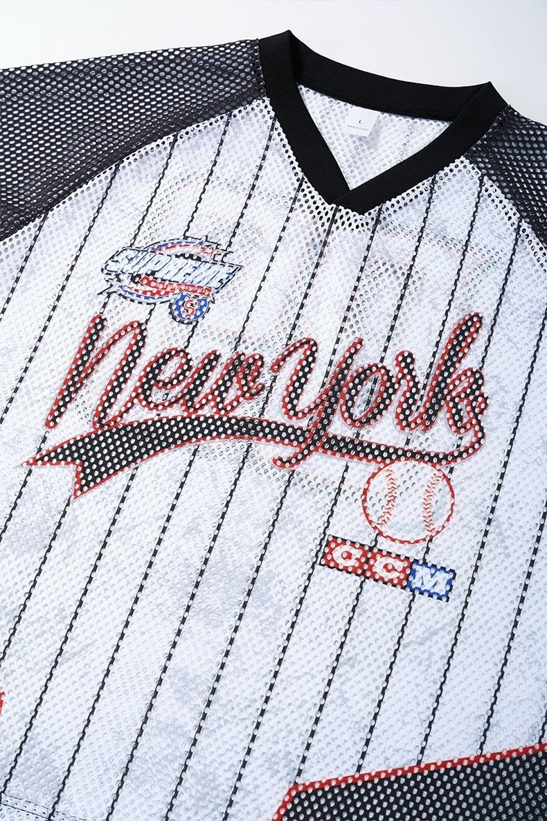 Omirad New York 89 Pinstripe Mesh Jersey T-Shirt