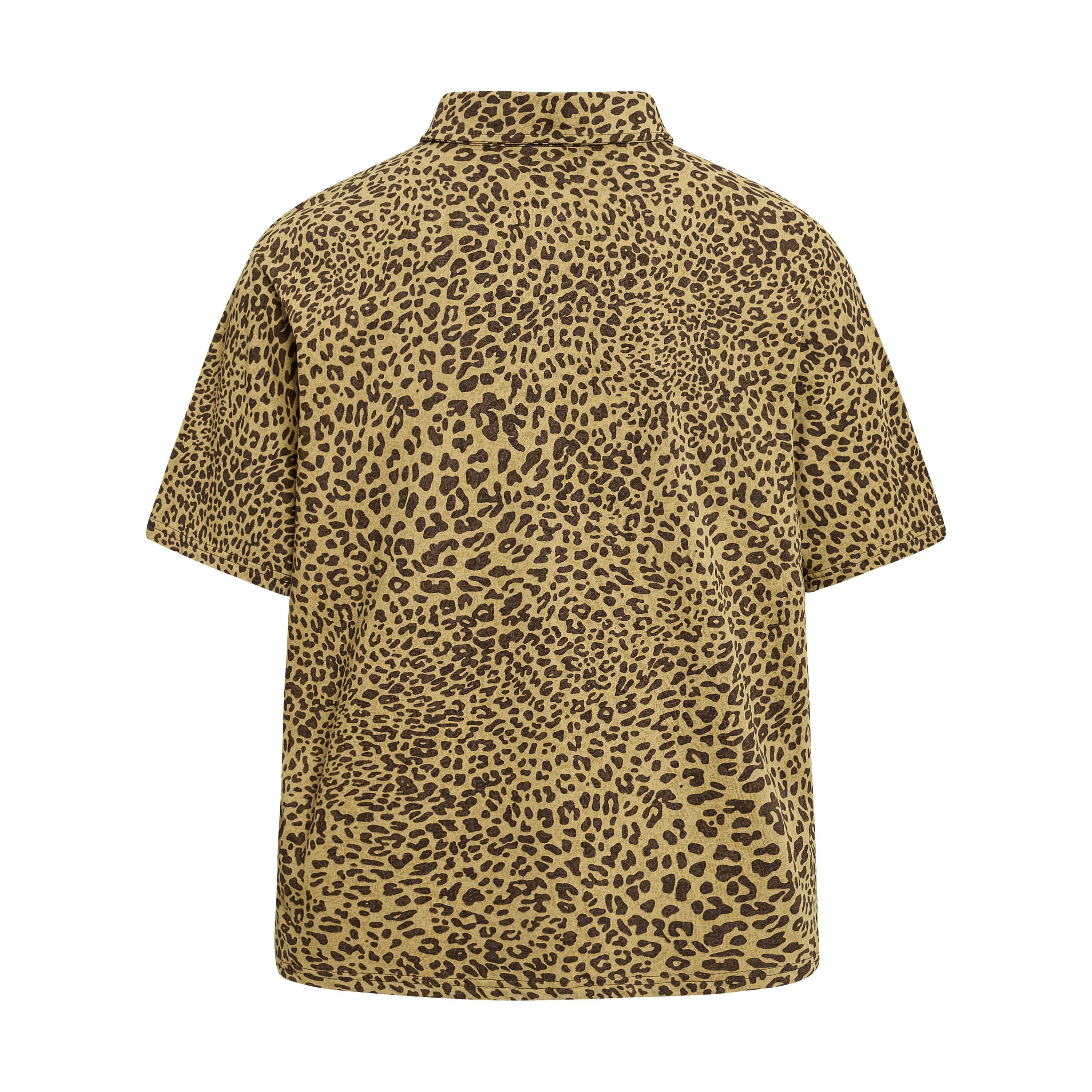 Mafa Vintage Leopard Print Polo Tee | Y2K Streetwear Shirt