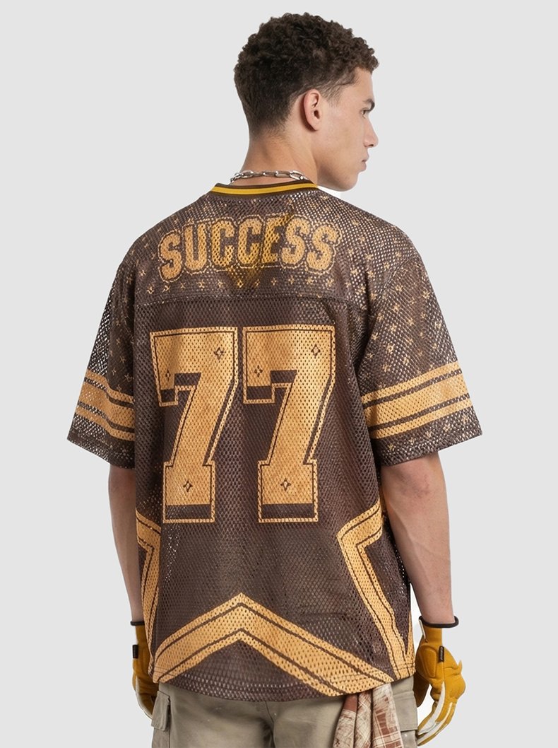 Omirad Retro Star 77 Mesh Jersey T-Shirt | Brown & Gold