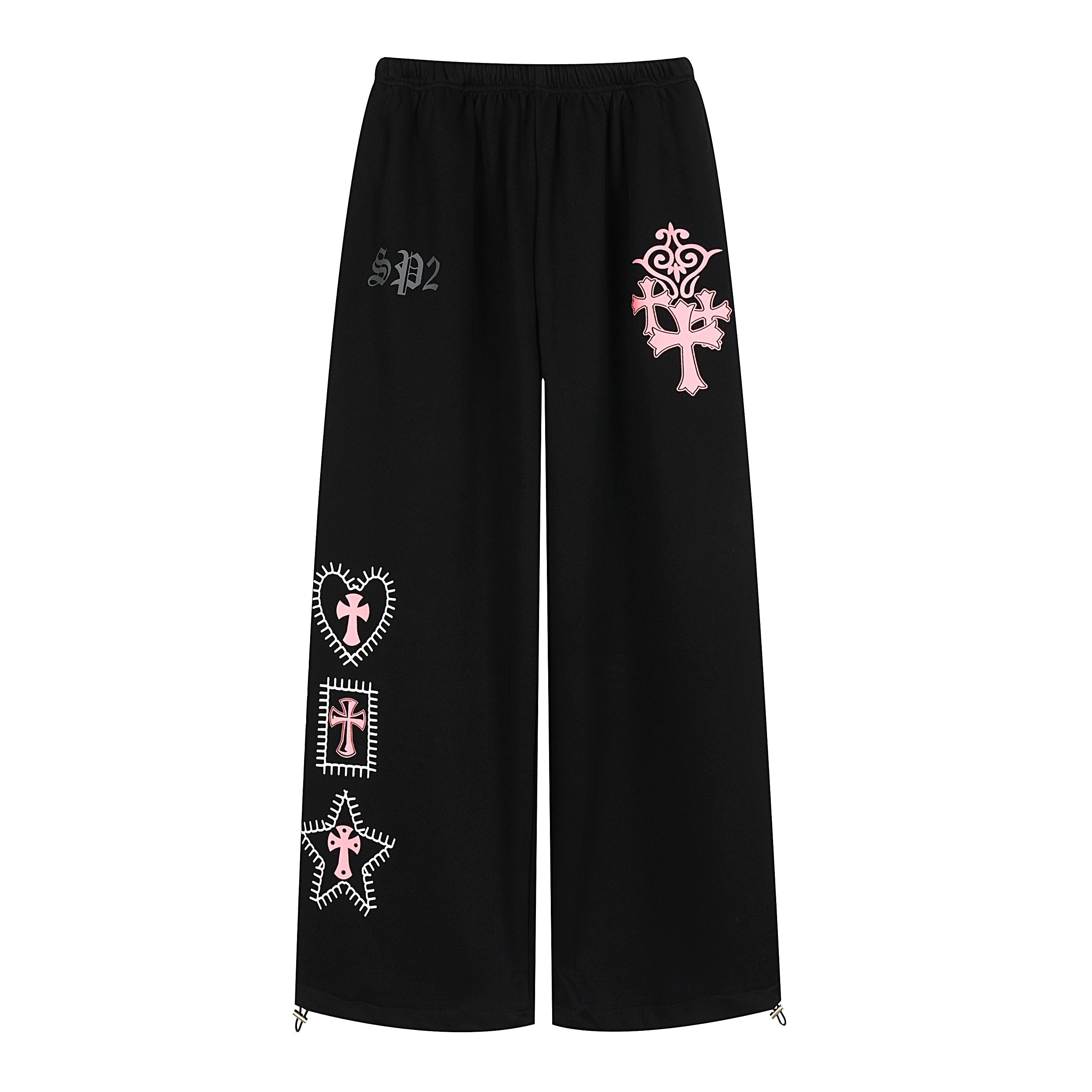 Gothic Cross Graphic Wide-Leg Sweatpants | SP2 Print