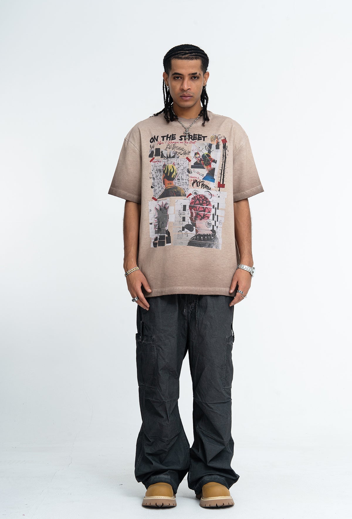 Omirad On The Street Vintage Wash Collage Graphic Tee