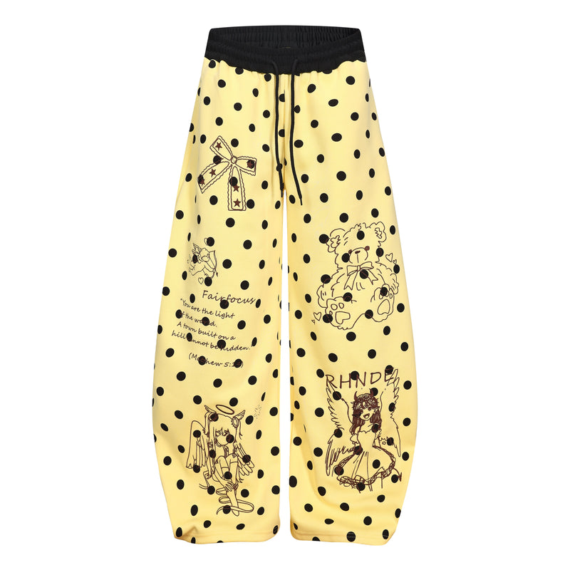 Y2K Graphic Polka Dot Wide-Leg Sweatpants | Omirad
