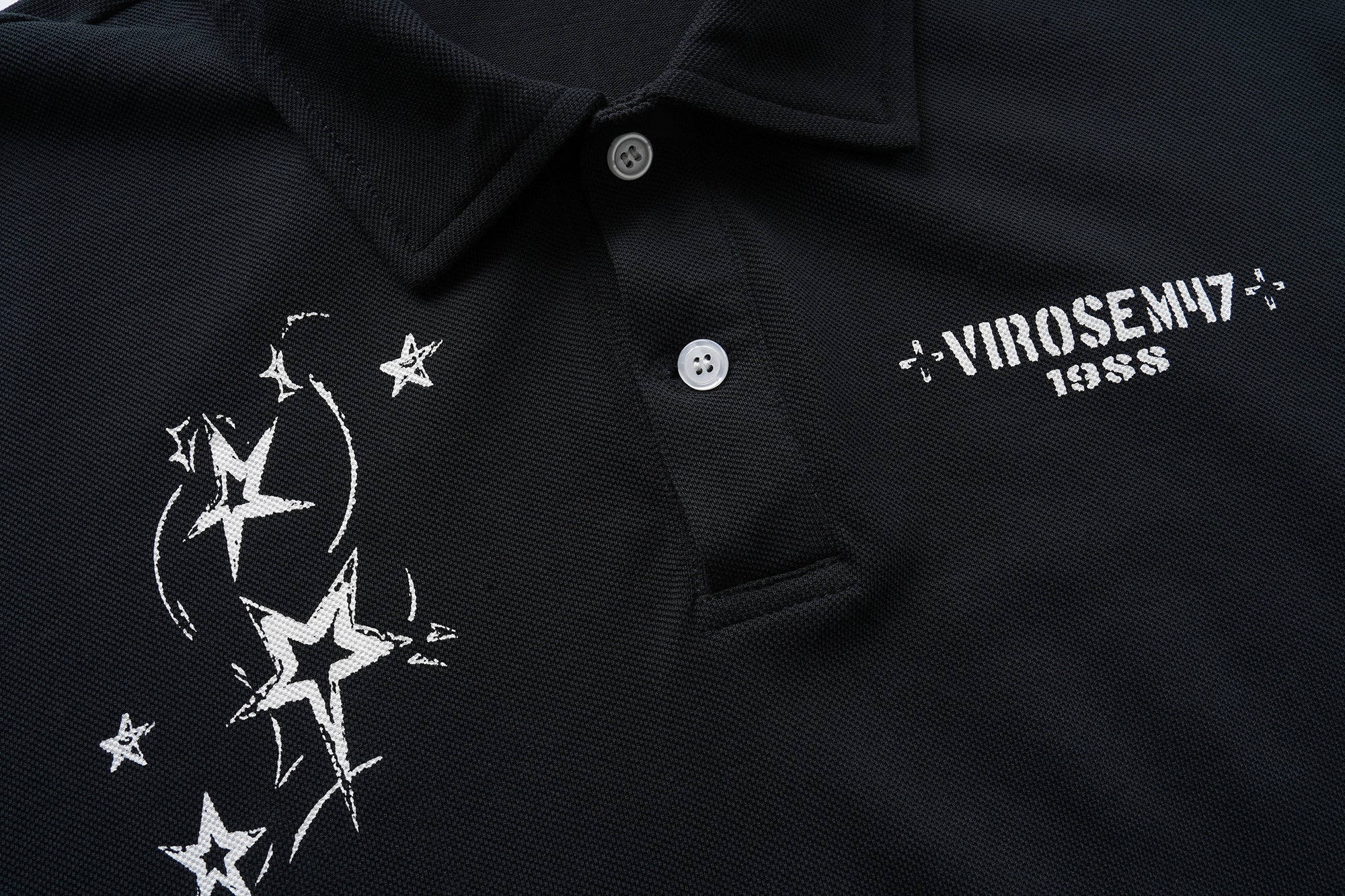 Men's Layered Star Polo Tee | Striped Sleeve Streetwear Shirt