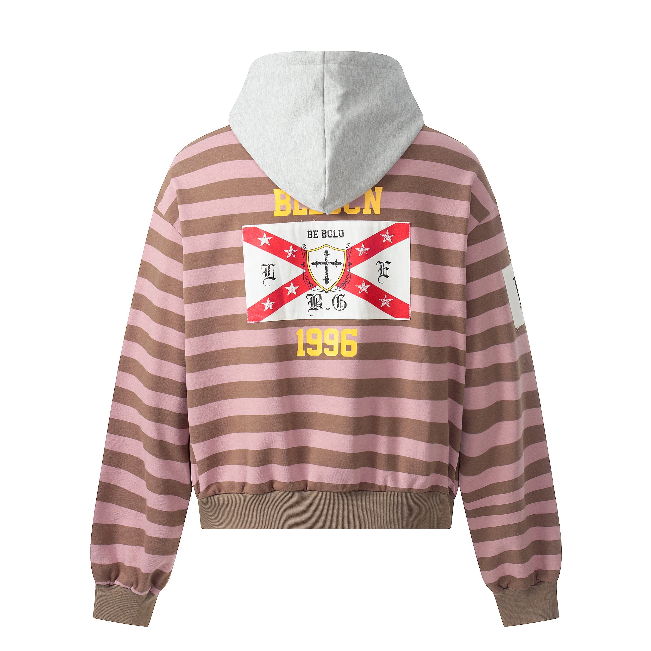 Striped Rugby Polo Hoodie | Contrast Hood Streetwear