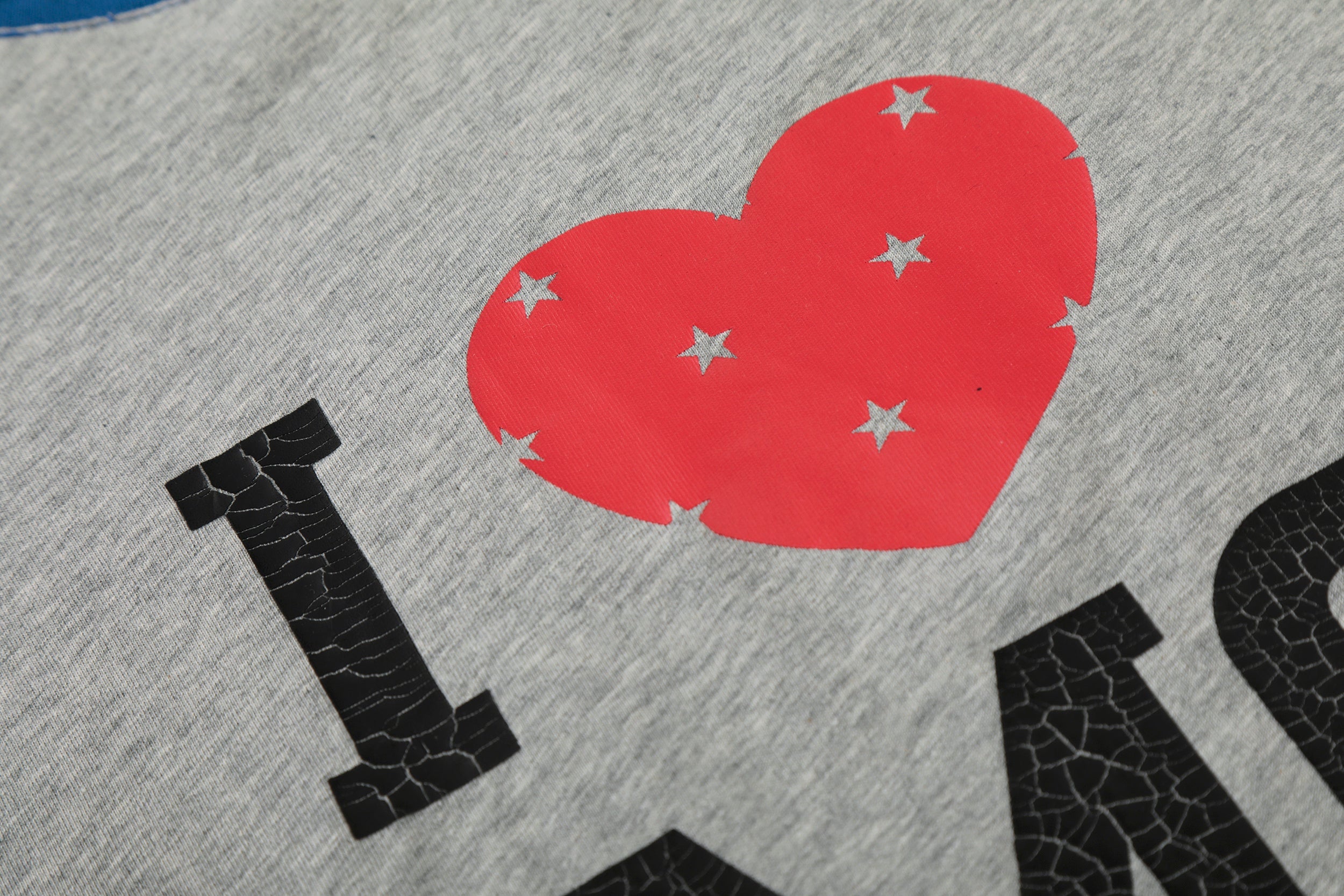 I Love EMO Raglan Long Sleeve Tee | Star-Pattern Contrast Sleeves