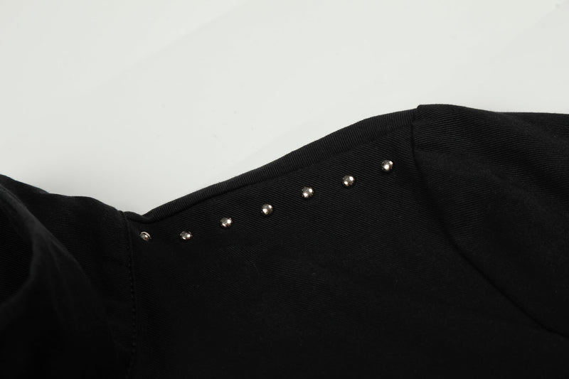Rivet-Belted Cropped Rider Jacket | Studded Moto Style